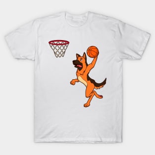 Cartoon shepherd dog playing basketball T-Shirt